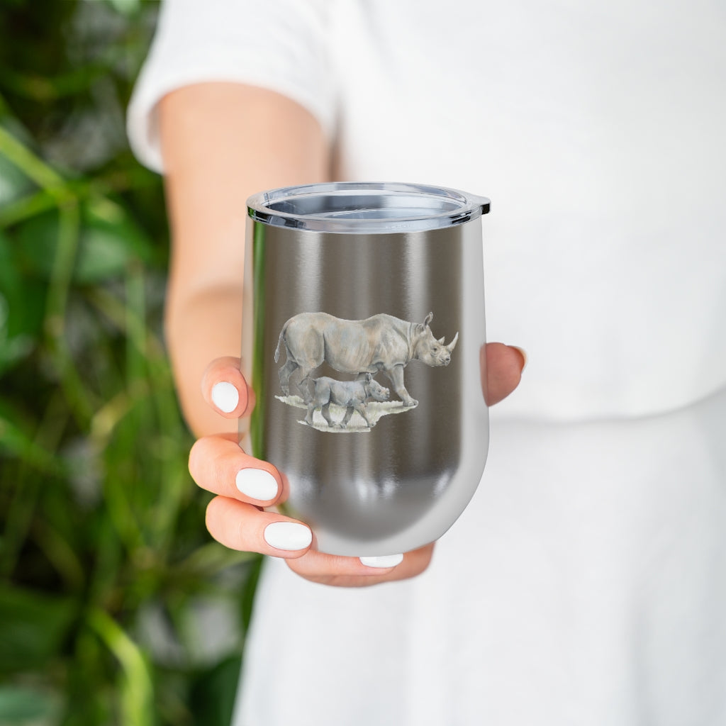 Rhino Mother & Calf 12oz Insulated Wine Tumbler