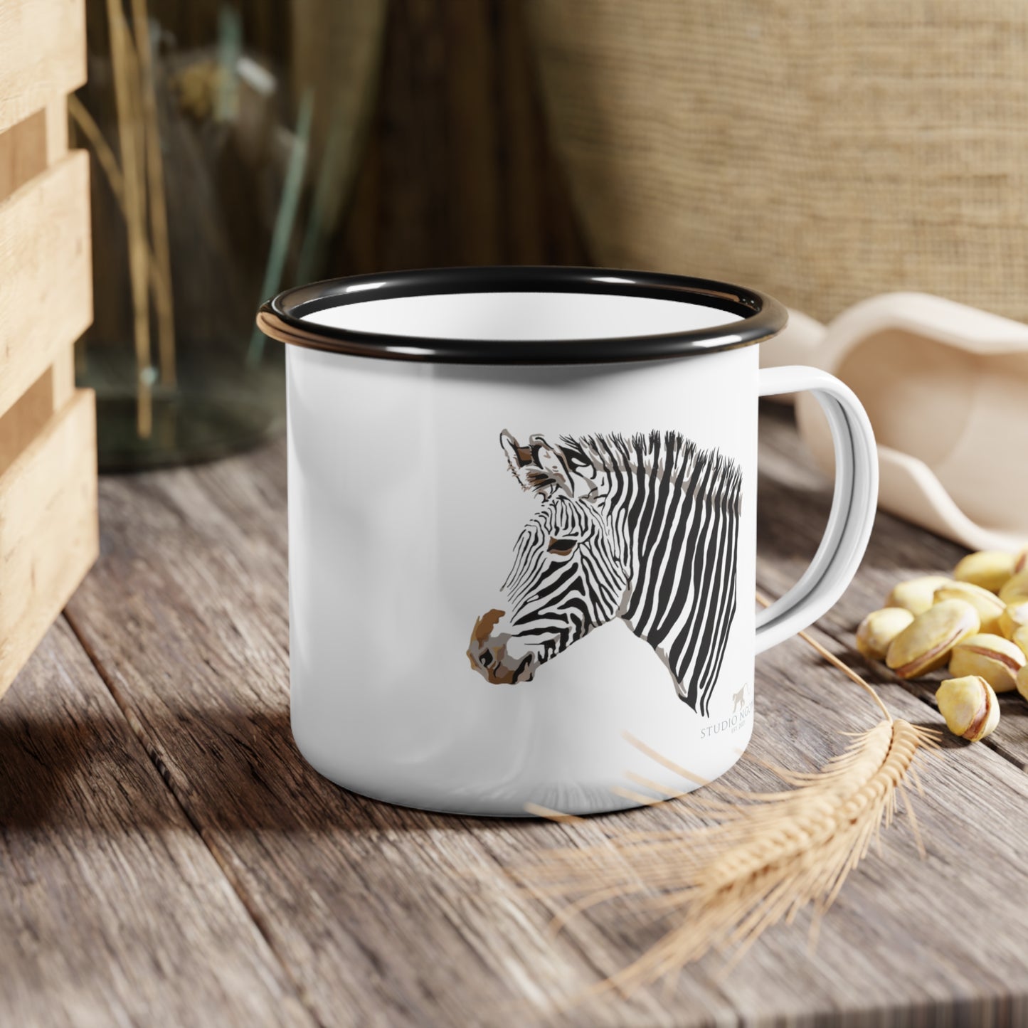 Zebra Head Enamel Camp Cup