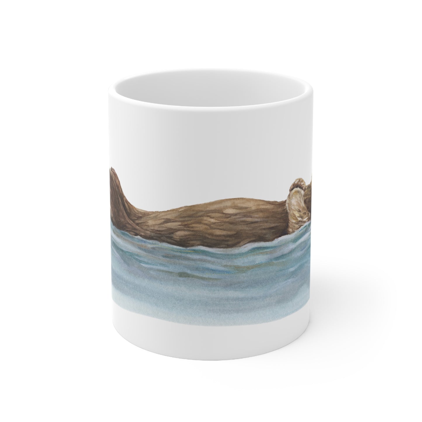 Floating Otter Ceramic Coffee Cups, 11oz, 15oz