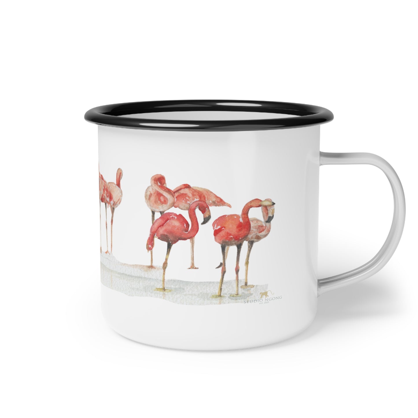 Flamingo 12 0z Enamel Camp Cup