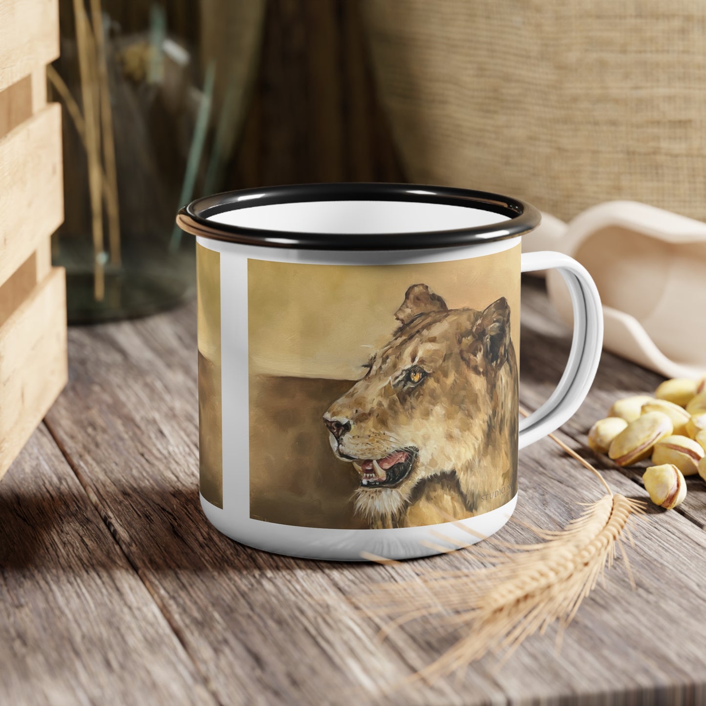 Lioness Enamel Camp Cup