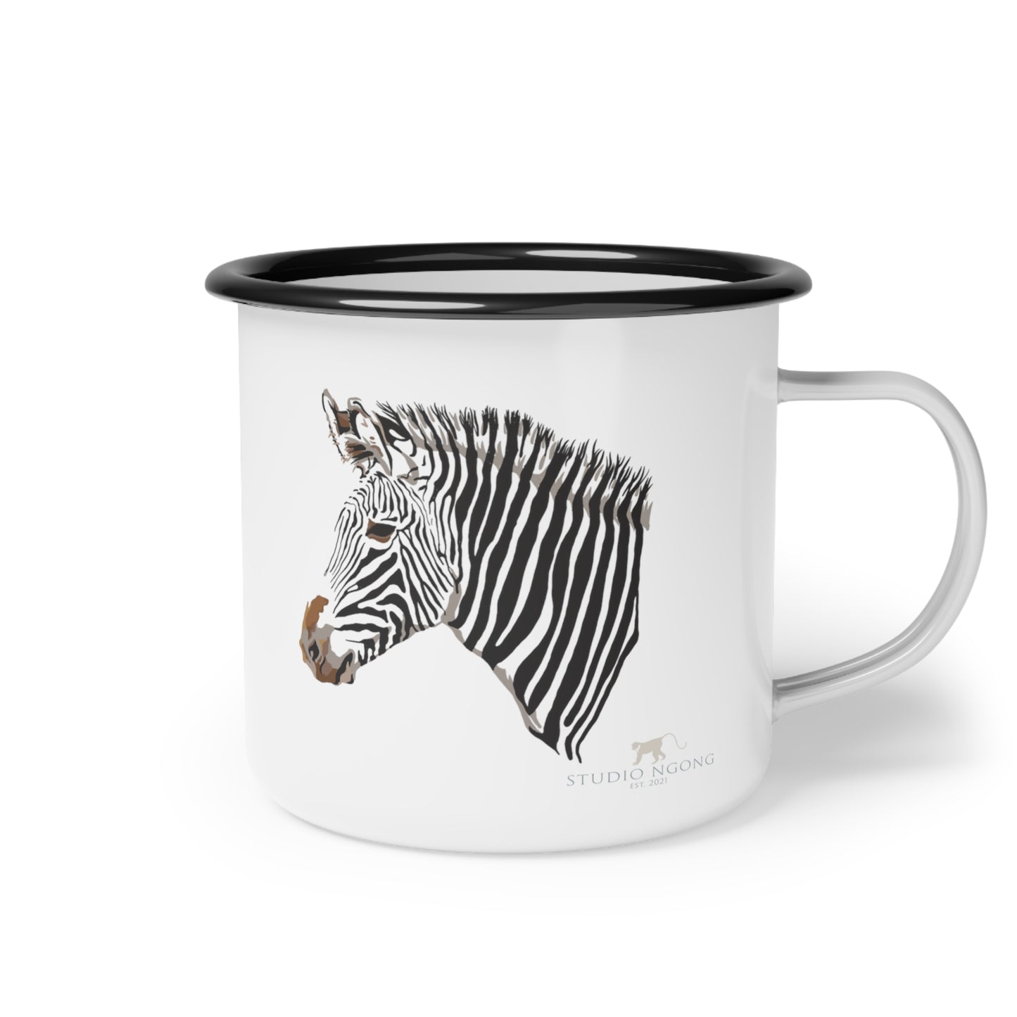 Zebra Head Enamel Camp Cup