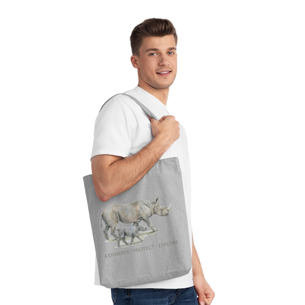 Rhino Mother & Calf Woven Tote Bag