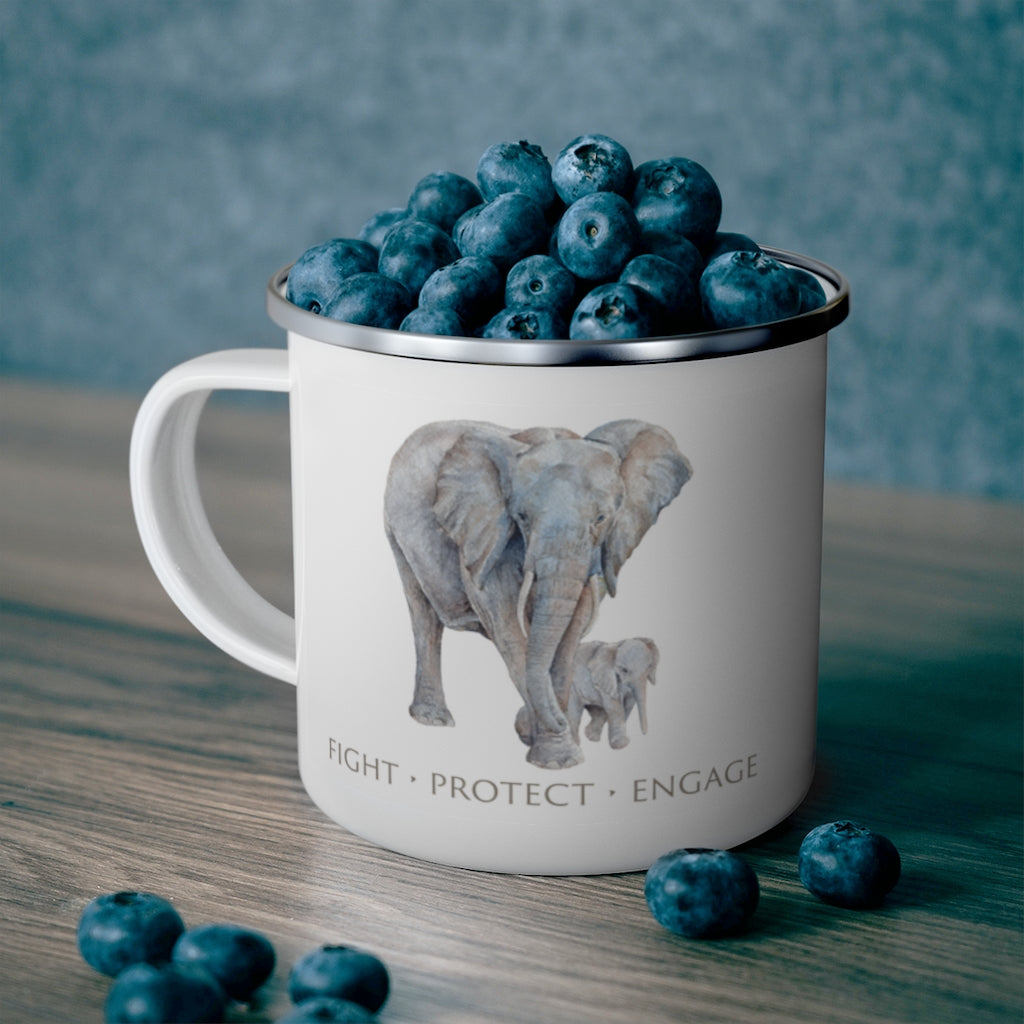 DSWF Elephant Epic 75 Cow/Calf Enamel Camping Mug