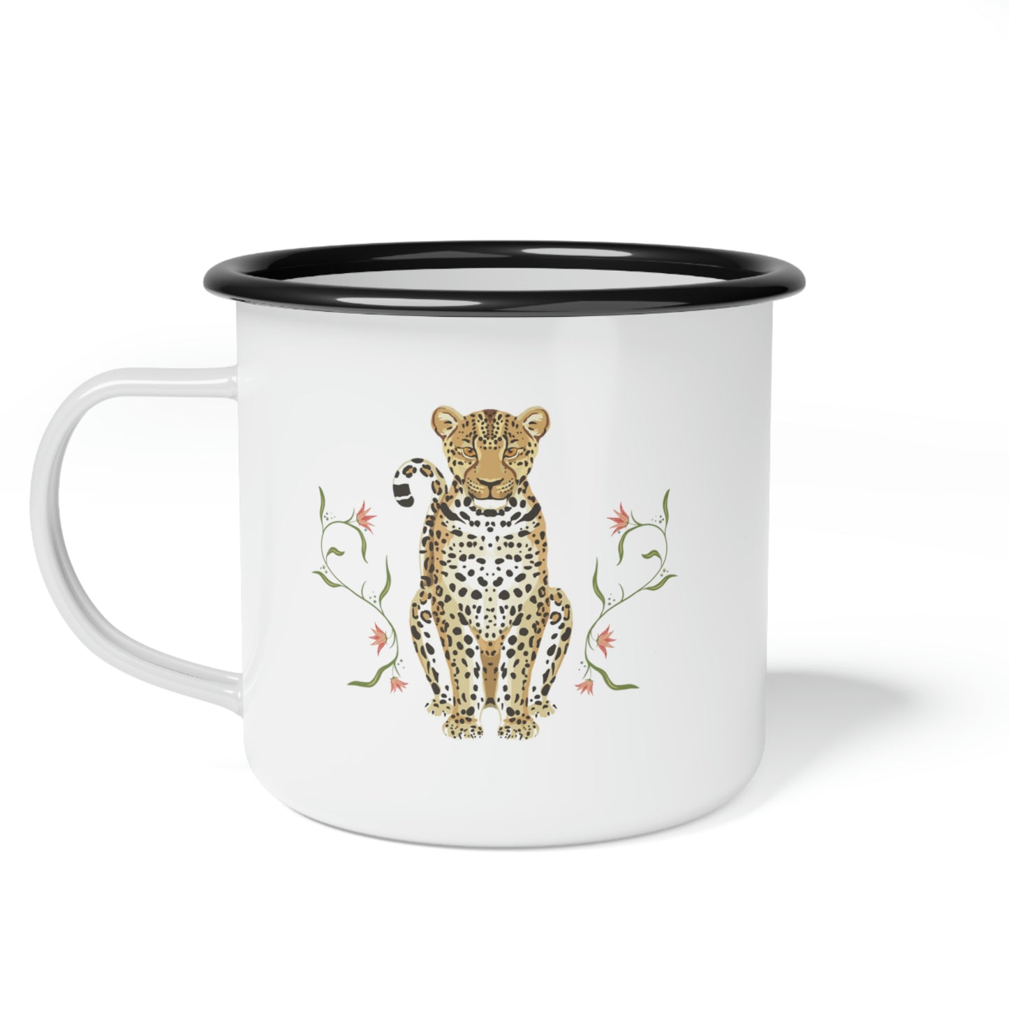 EA Leopard w/ Botanicals Enamel Camp Cup