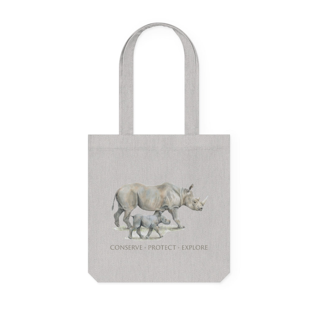 Rhino Mother & Calf Woven Tote Bag