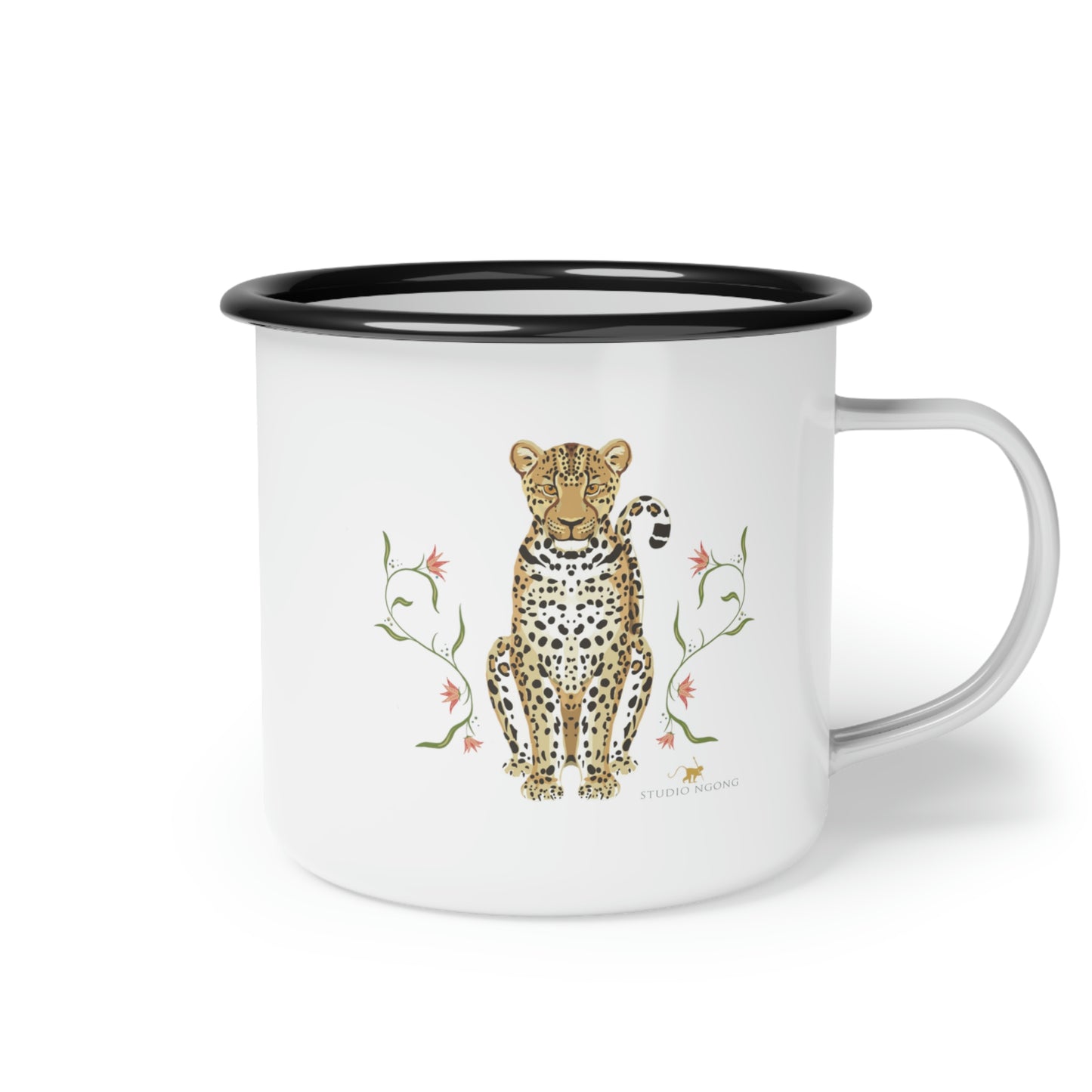 EA Leopard w/ Botanicals Enamel Camp Cup